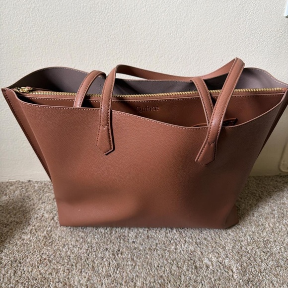 Quince Brown Italian Leather Women's Tote Bag - Picture 2 of 6